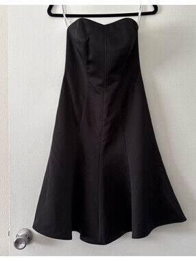Davids Bridal Dress Black Short Strapless Sz 2 Party Cocktail Sexy LBD Elegant